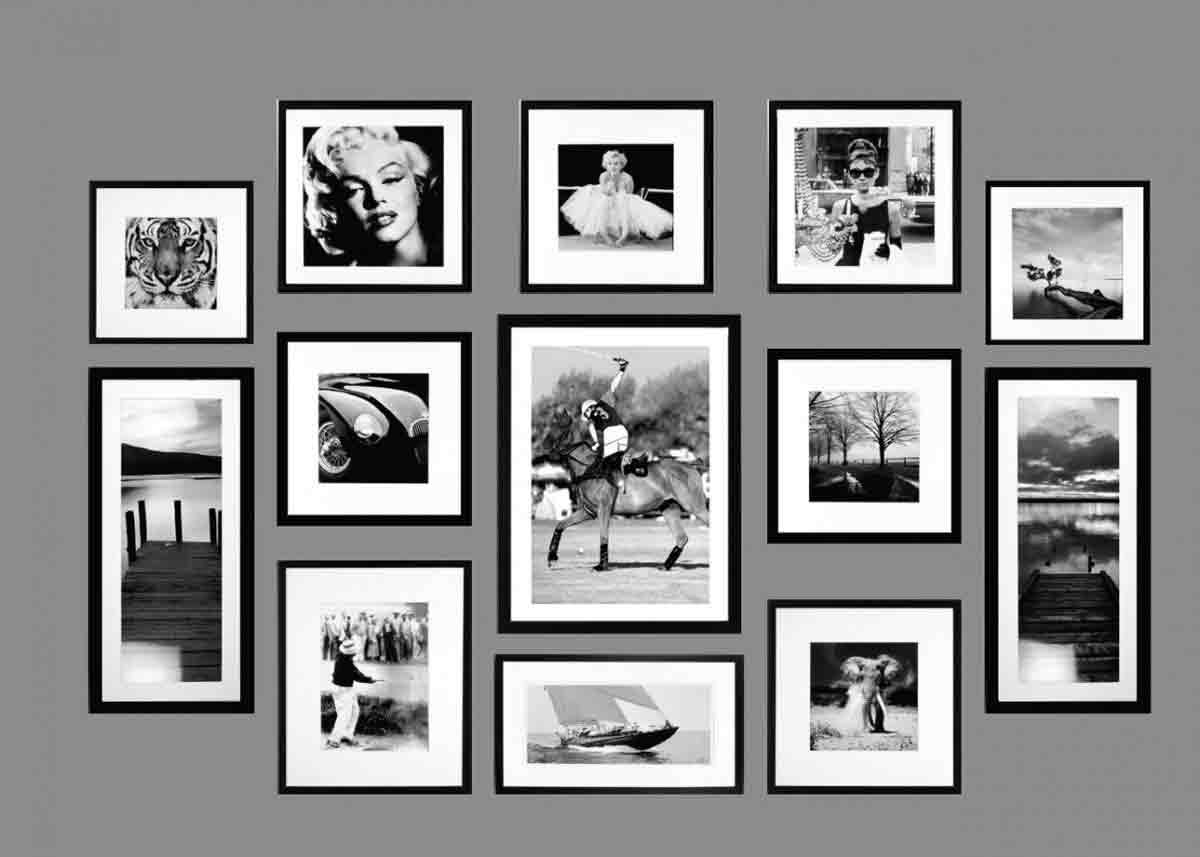  Marco de fotos a cuadros de 5 x 7 pulgadas, marco de fotos de  madera a cuadros en blanco y negro para fotos de 4 x 6 pulgadas con  paspartú o
